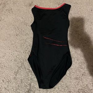 Black red slash leotard